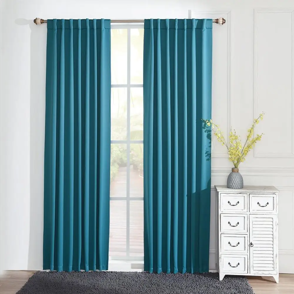 
Wholesale bulk 100%polyester solid blackout living room cheap curtain 