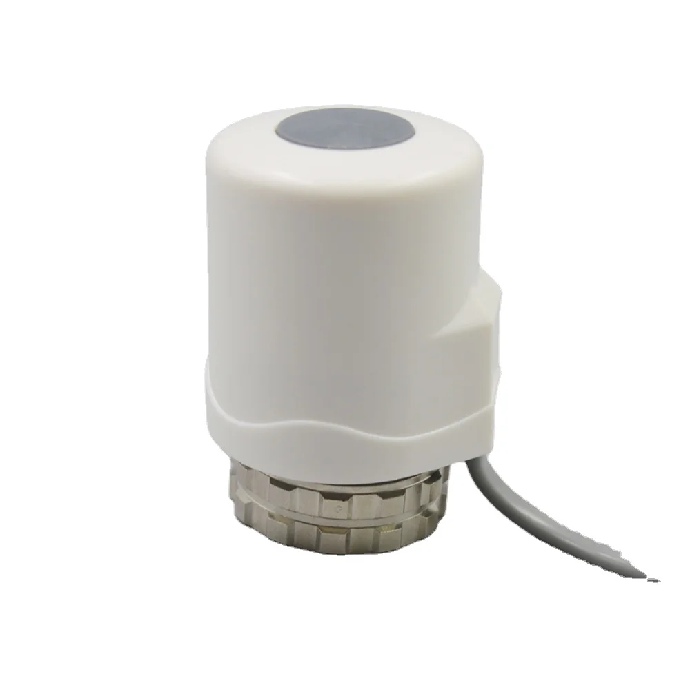Thermo-electric thermal actuator with wax-filled element for underfloor heating system