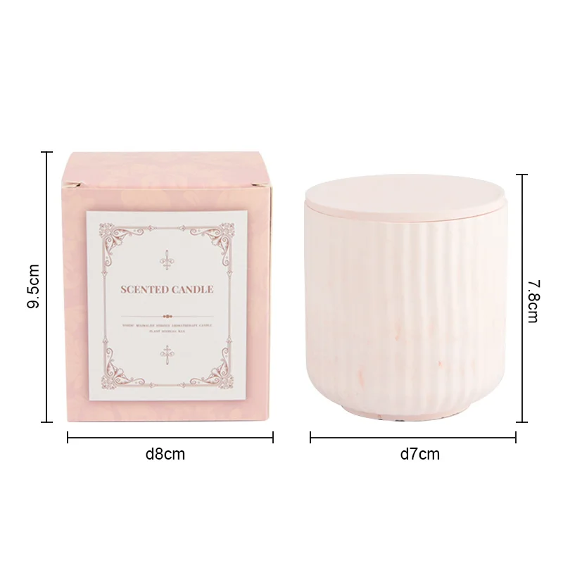 Luxury Cement Cup Elegant Engraving Design Decoration Handmade Soy Wax Aromatherapy Custom Minimalist Scented Candle