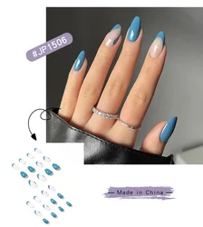 Wholesale 24 Pieces French False Press On Nail Long Lasting Press On Full Cover Flexible Soft Gel Glamour Nail Tips For Women