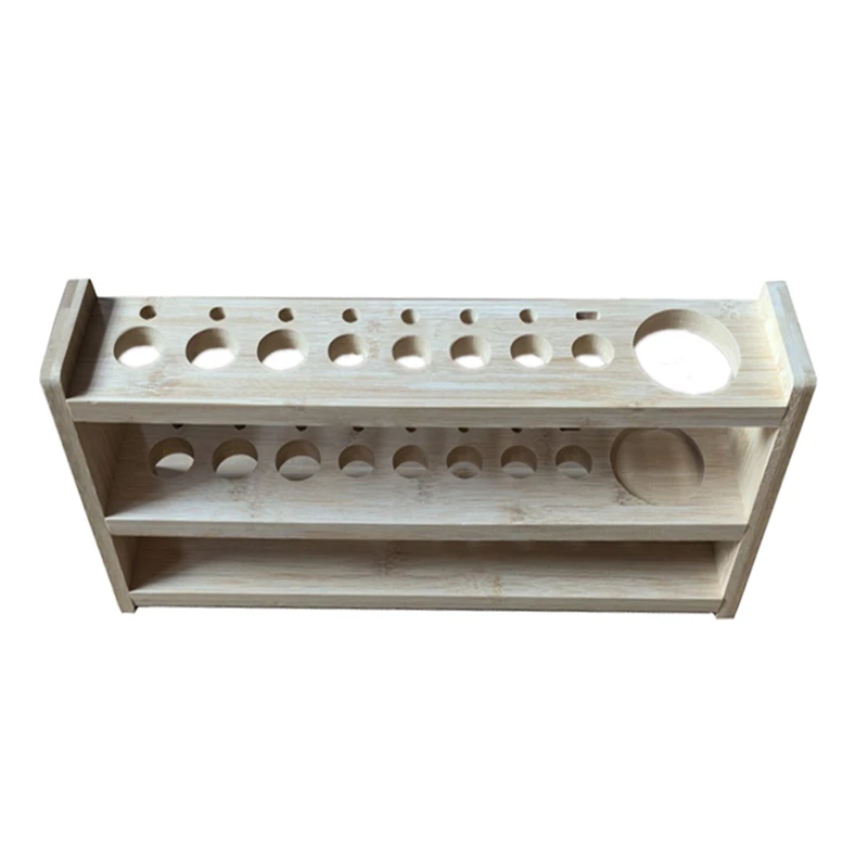 Flat Pack Bamboo Test Tube Rack 8-well Color Comparison Tube Holder Wooden Lab Organizer Rack for Beauty Products