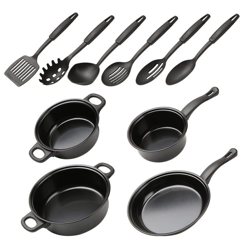 Hot selling Black cast iron cheap 13pcs kitchen pot set non stick cookware set