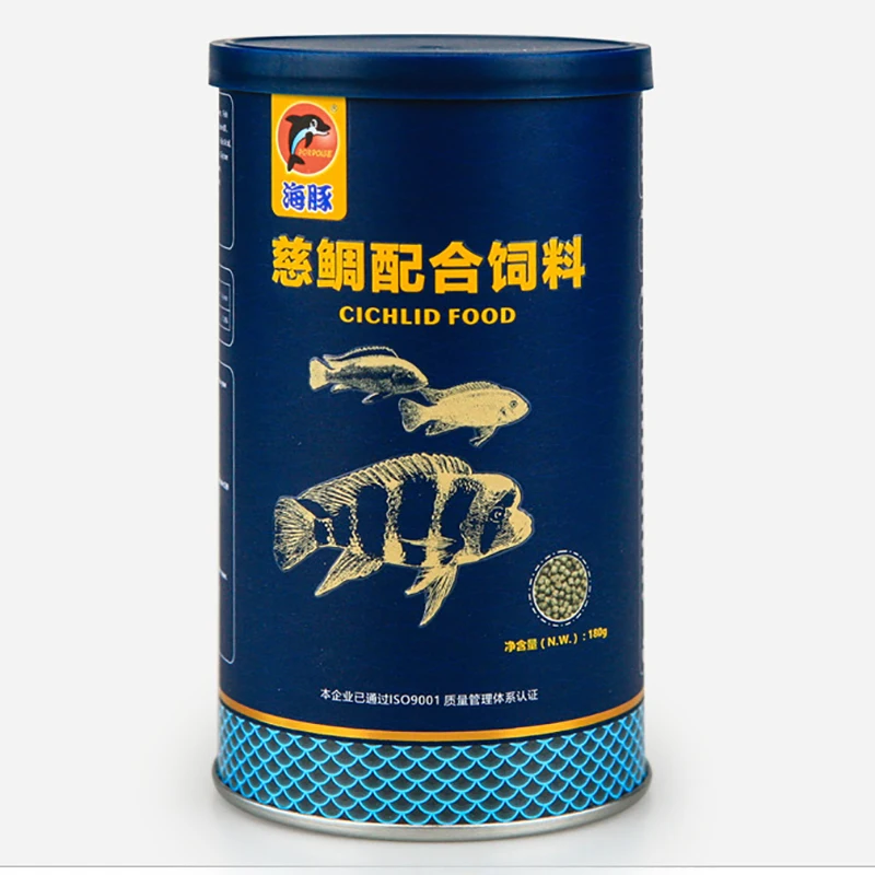 Wholesale Porpoise 180g Cichlid Fish Food blue bottle package