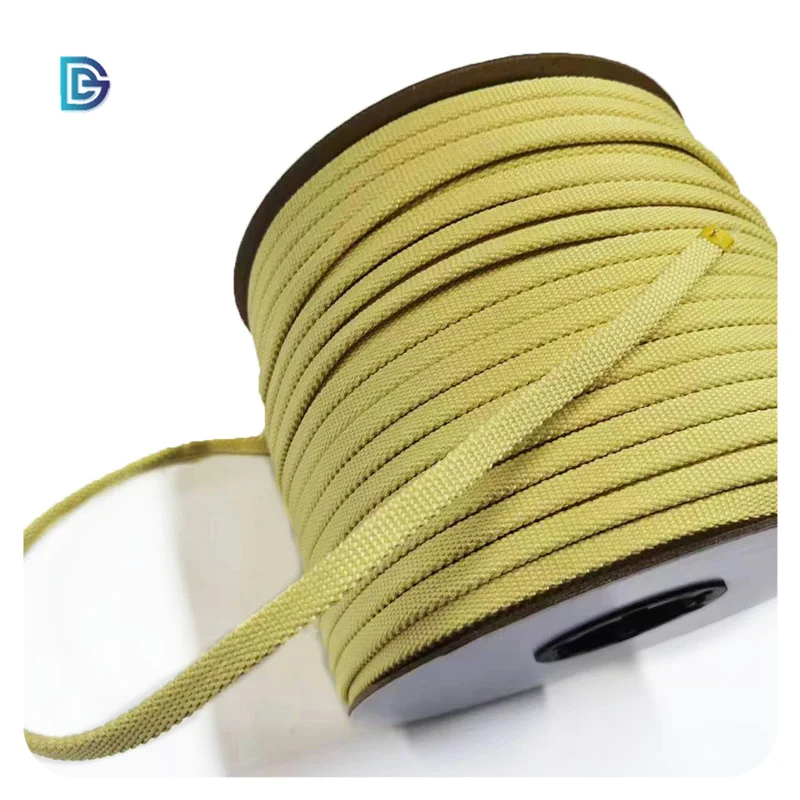 High Temperature Resistant 3mm Aramid rope Cut Resistant Yellow Hollow Braided 12 Strands Aramid Fiber Rope Kevlar
