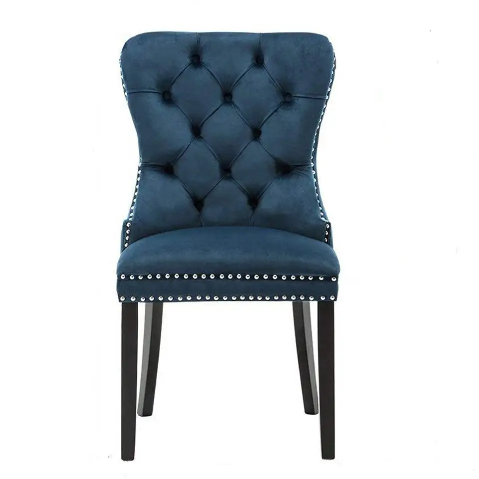 European style wood frame Elegant y Luxury Upholstered  Leather /velvet Wooden Dining Chair  High back dining chair