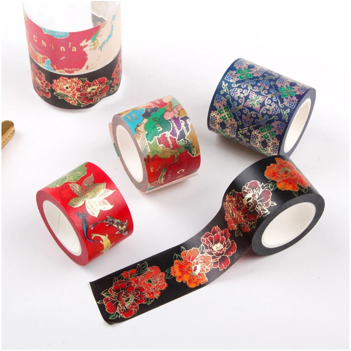 hot sale various styles portable assorted hot foil washi masking paper tape for decoration