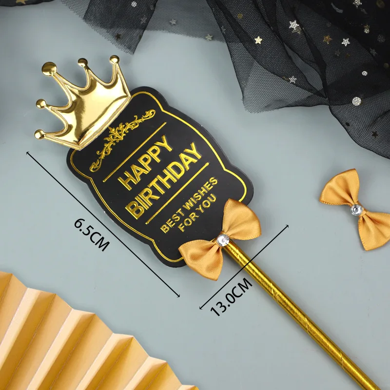High quality cake decoration hot stamping crown paper happy birthday