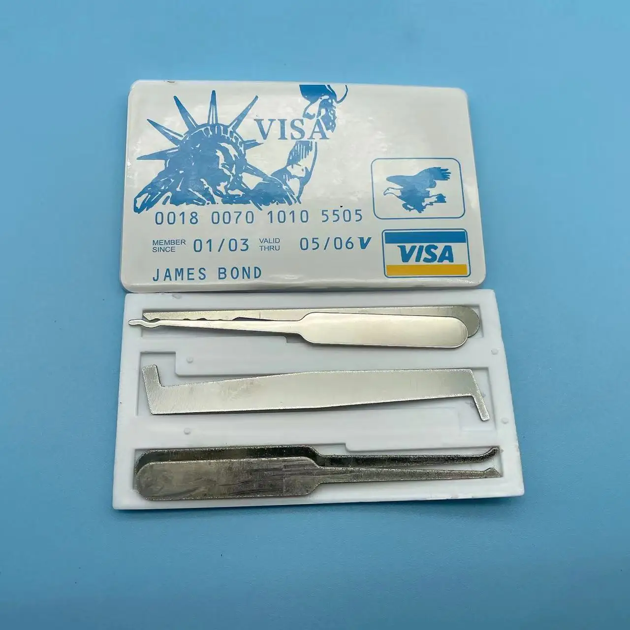 Cheapest no MOQ pocket padlock unlock tools 5 pcs visa card lock pick set