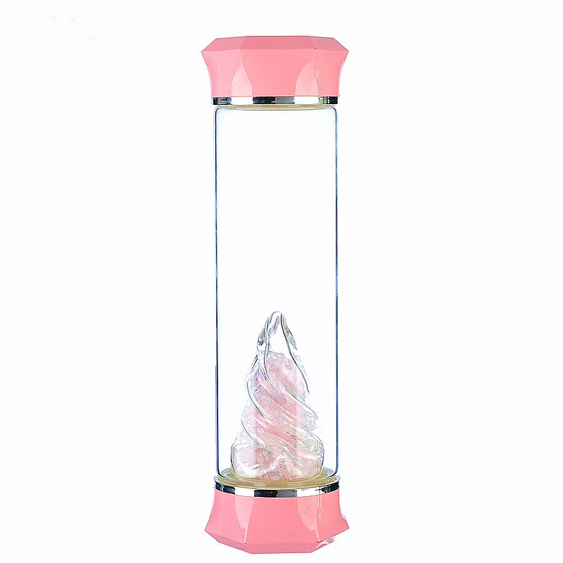 High quality healing energy quartz stones drinking bottle natural crystal glass water bottle wholesale