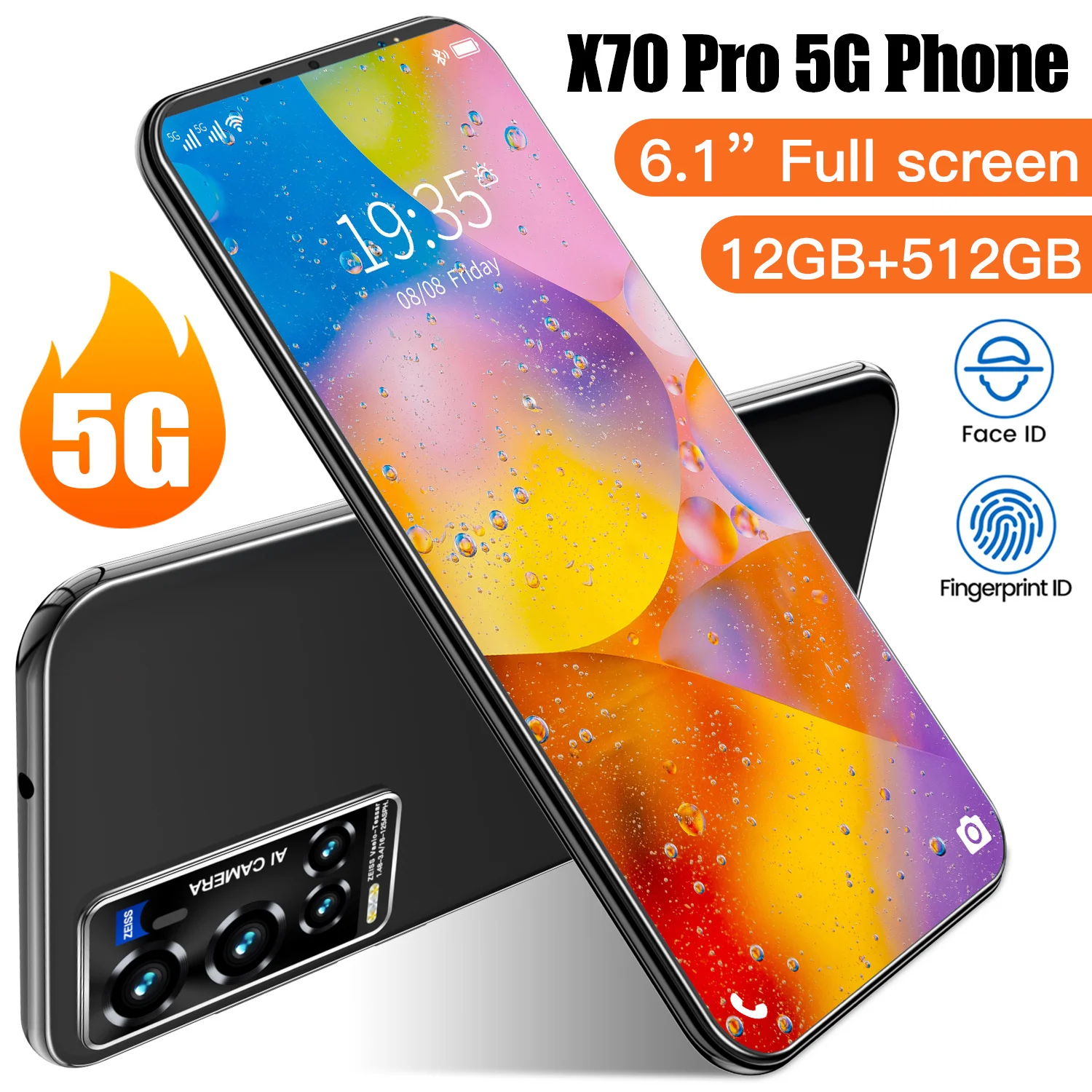 Оригинальные смартфоны X70 Pro 12 Гб + 512 ГБ HD экран телефон 10 ядер 4G 5G LET сотовые телефоны с большой батареей разблокированный двумя SIM-картами
