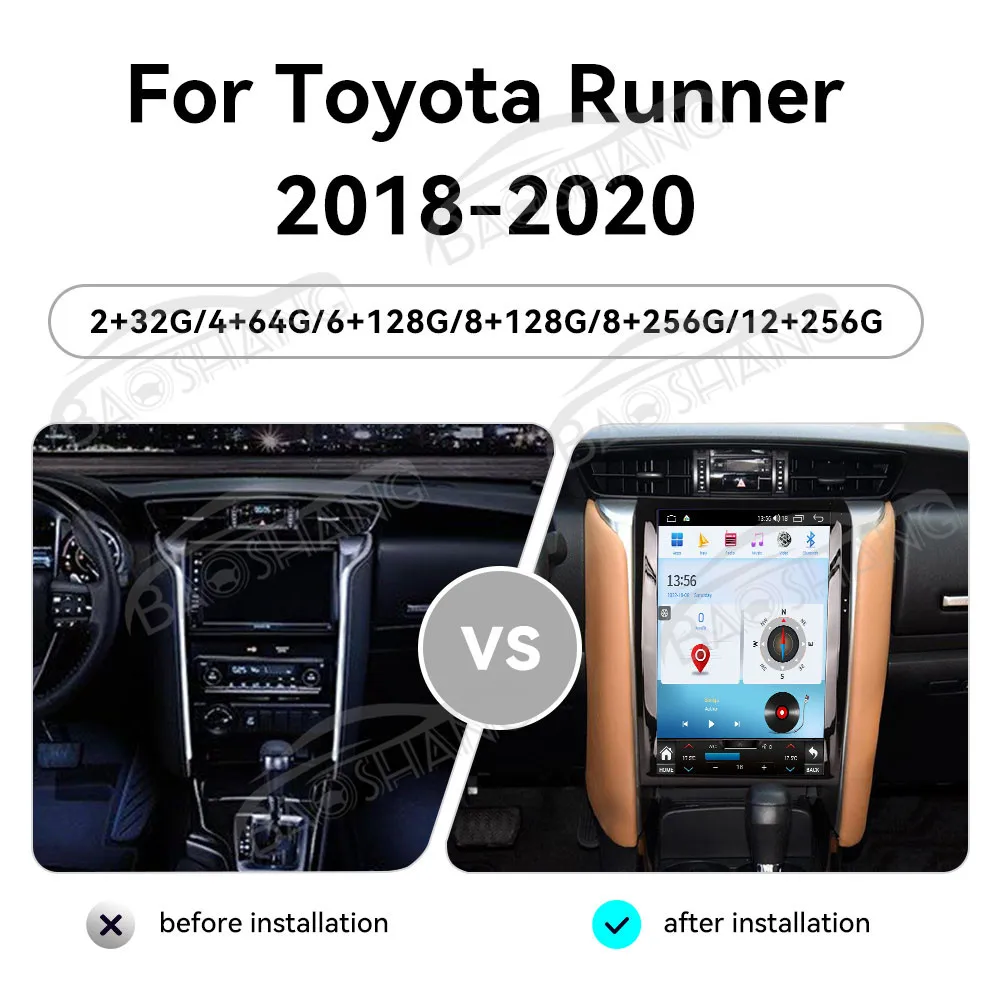 12.1 Inch Carplay For Toyota Runner 2018-2020 Android 14 GPS Navigation Multimedia Player Auto Wireless Car Radio Head Unit