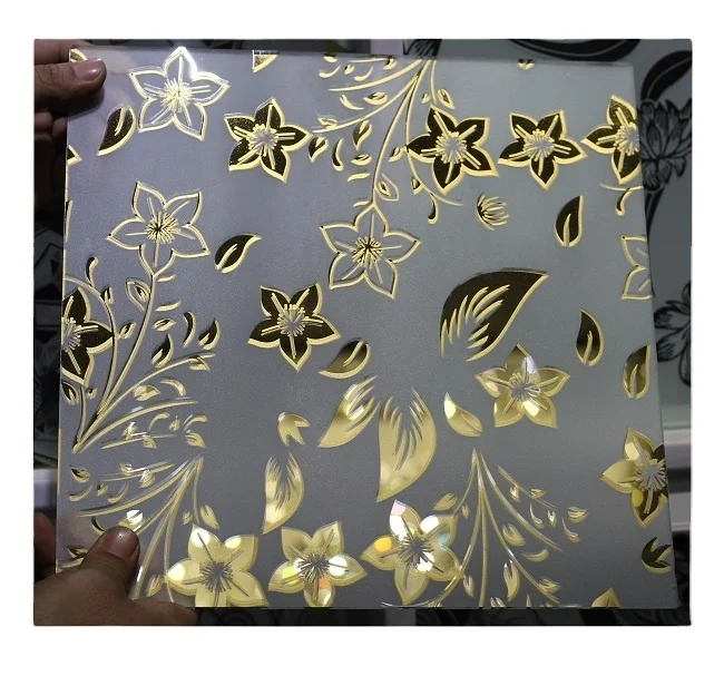 Decorative/titanium Coating Golden Mirror Glass for Bathroom High Quality Various Type Deep Acid Etched Art 3mm 4mm 5mm Flat 008