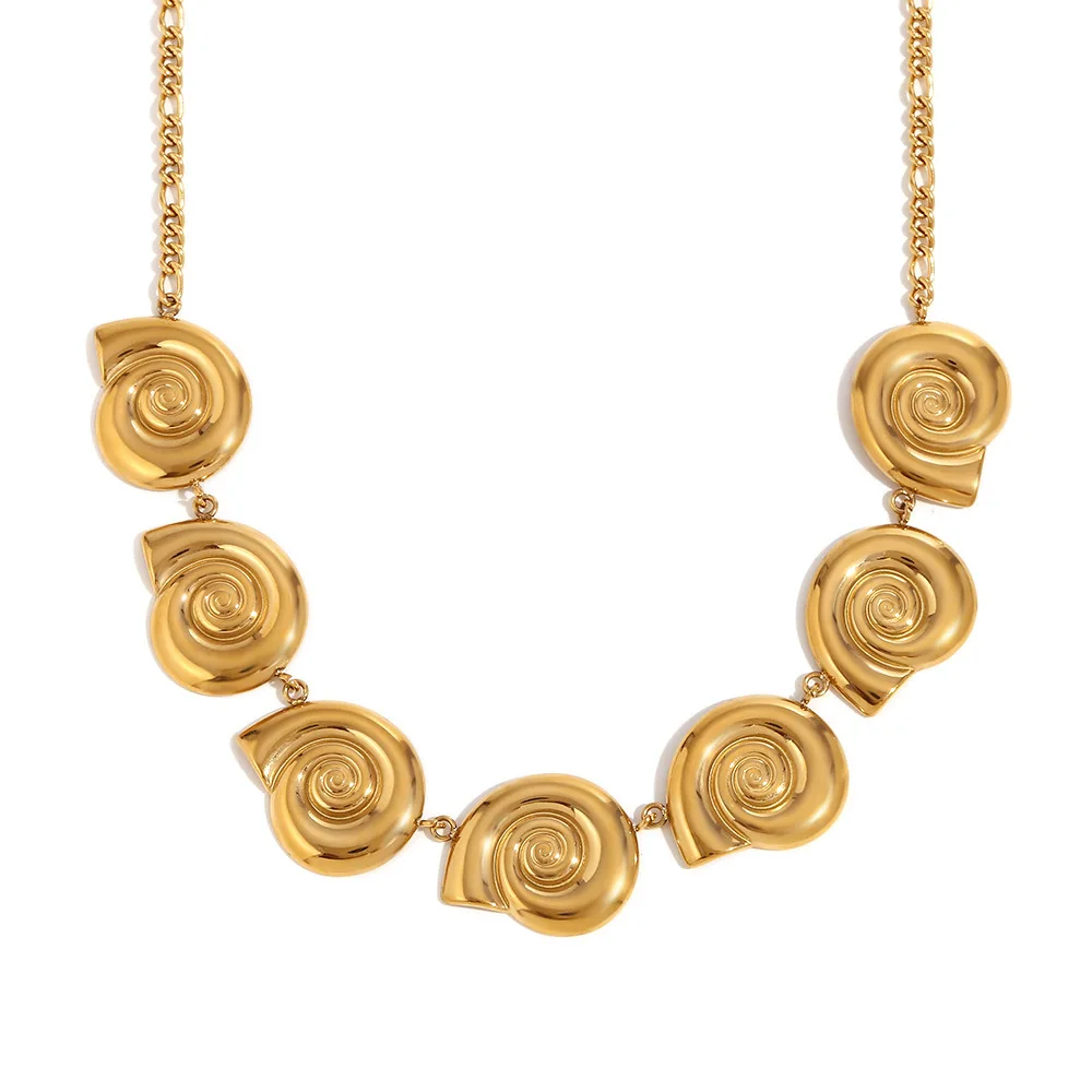 Summer Jewelry Set Conch Design Nk Chain Necklace Gold Plated Imitation Pearl Earrings Jewelry Set Fashion Jewelry
