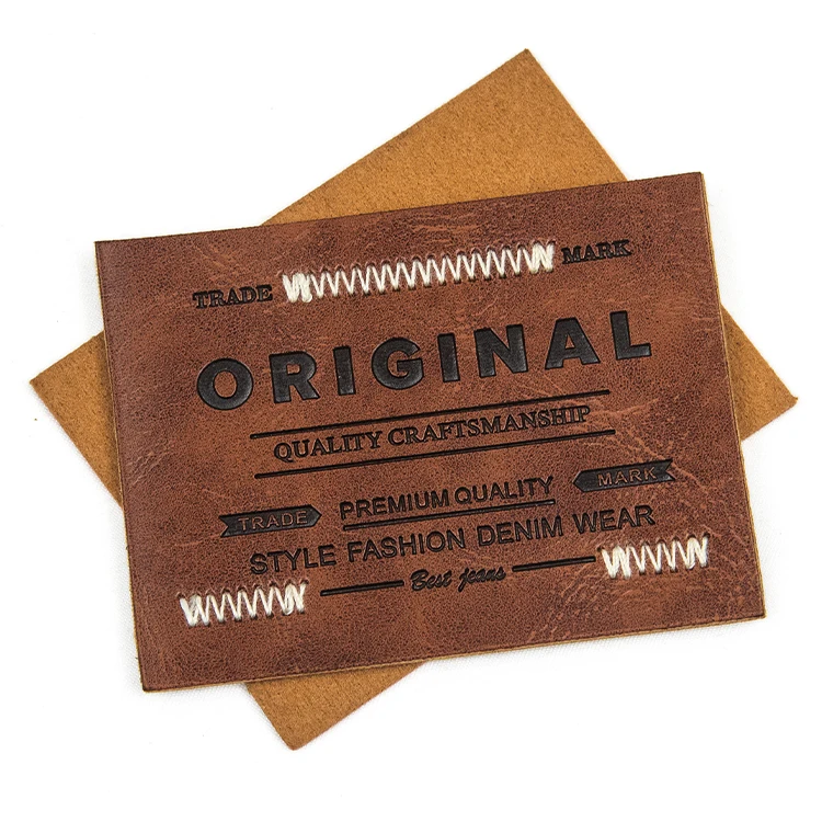 Wholesale Price Custom Garment Embossed Jeans PU Leather Label and Tags for Clothing