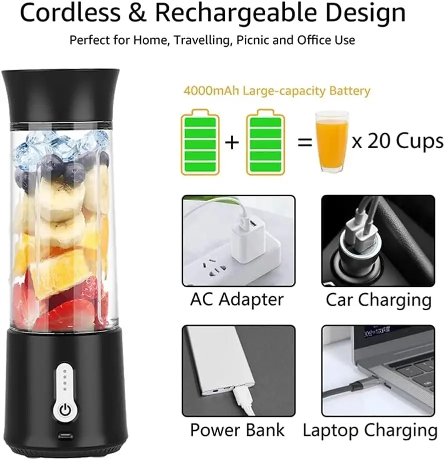 Wholesale 500ml usb rechargeable slow fruit juicer high powered portable blender for shakes