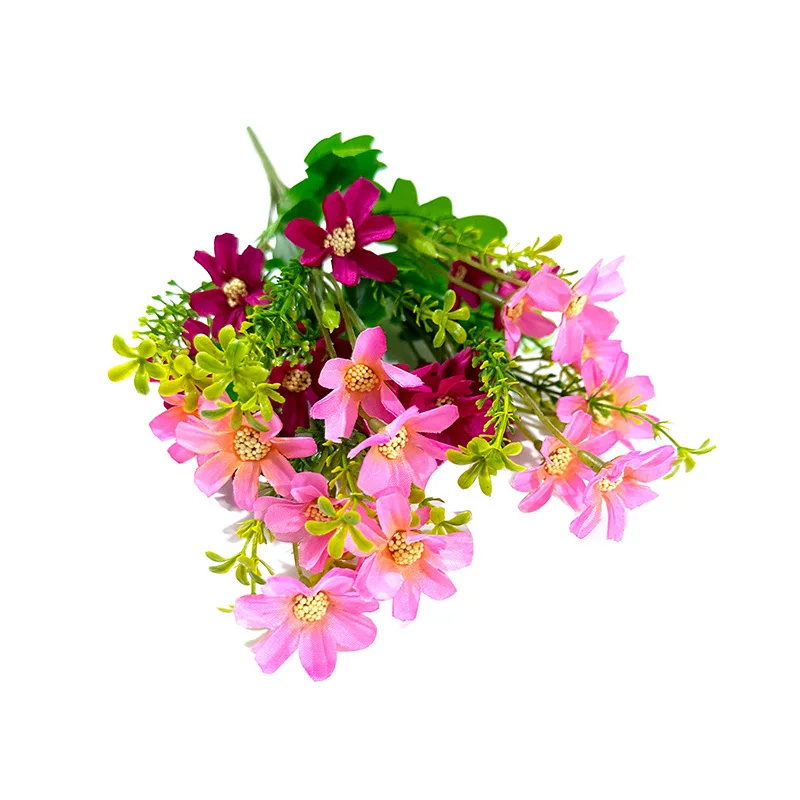 China Cheap Daisy Silk&Plastic Mini Bouquet Artificial Flowers for Outdoor Indoor Decoration