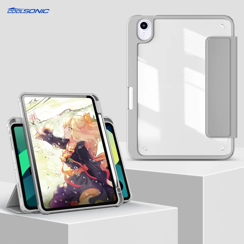 Новое поступление, оптовая продажа, вращающийся на 360 градусов чехол тройного сложения, Магнитный чехол из искусственной кожи для планшета iPad air 4 10,9 2020