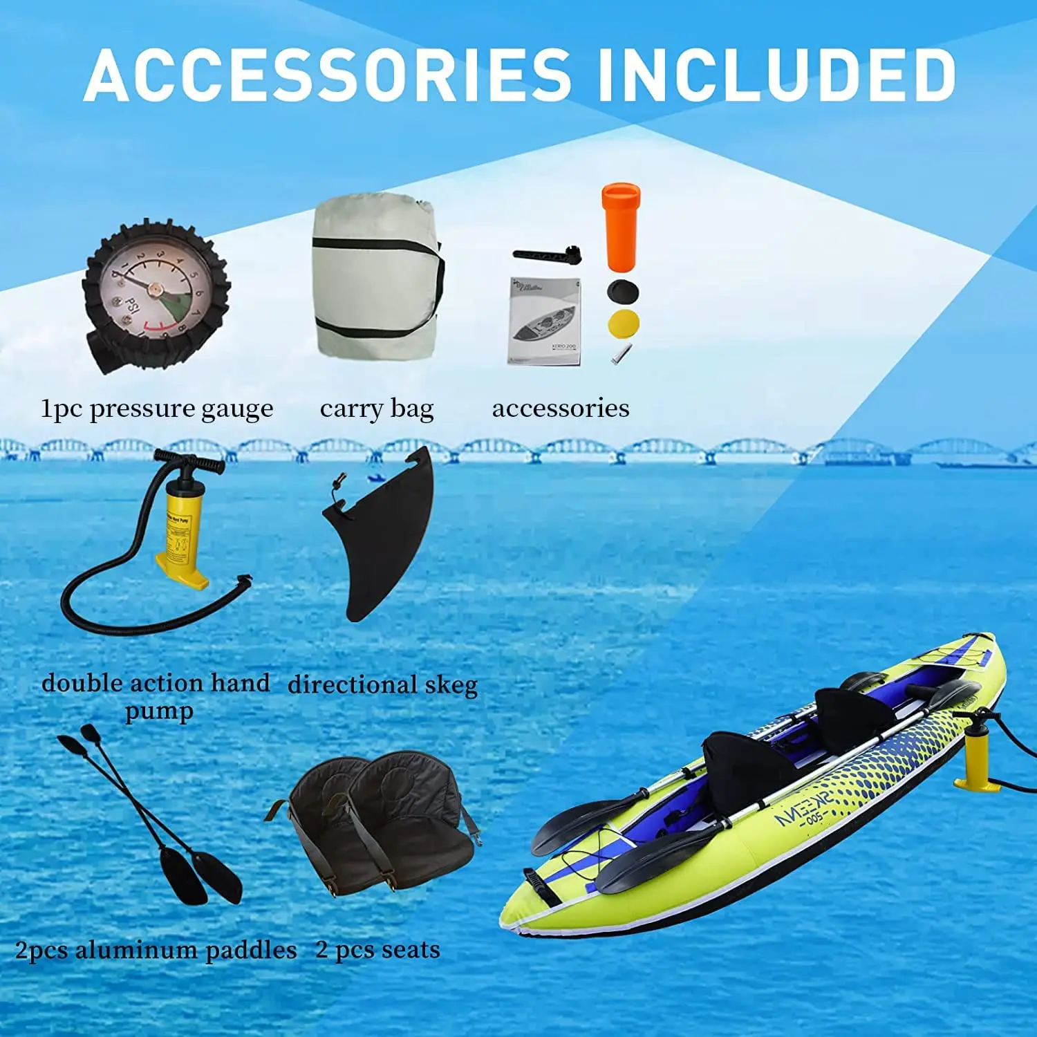 New Arrival Inflatable Kayak Drop Stitch Canoe Boat Sit On Top Portable Foldable Kayak Hl-K2 For Fishing Recreational Kayak