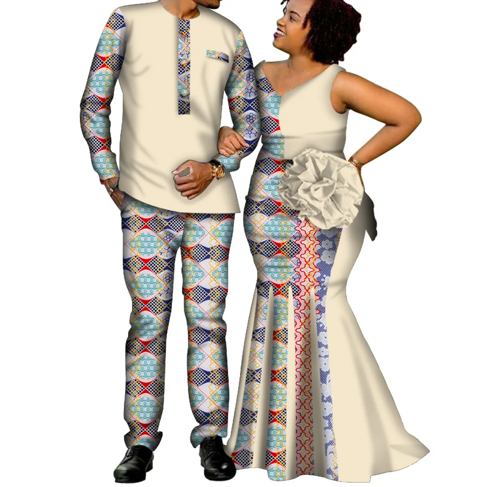 Kukai Повседневная африканская одежда для пар Dashiki рубашка и брюки платья мужчин женщин