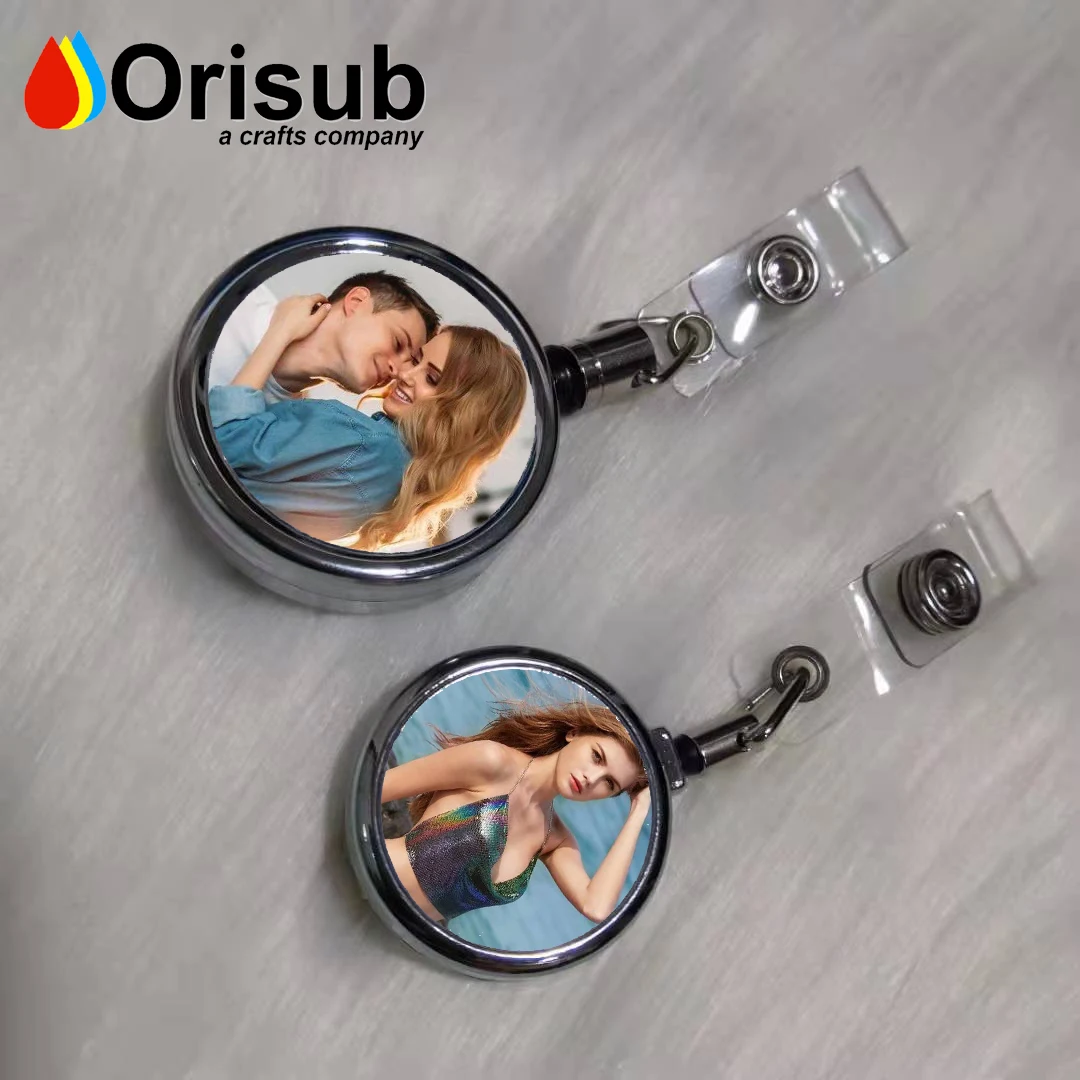 Personalized Metal Badge Reel Sublimation Blanks 40mm Circle