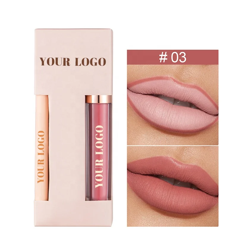 Private Label Cosmetics Matte Liquid Lipstick Kit  Custom Lipstick Lip Pencil Set