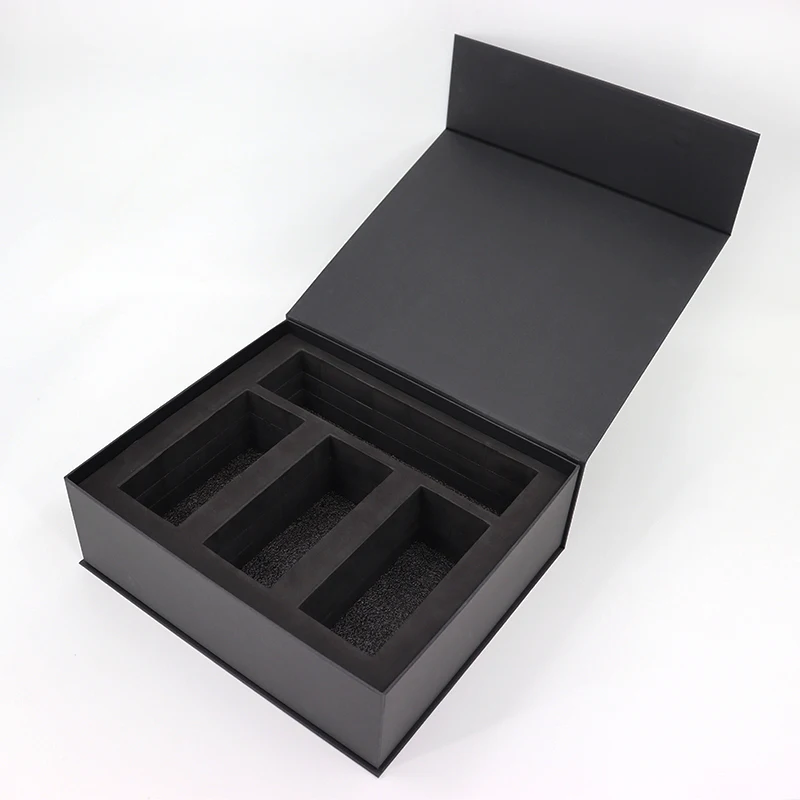 Luxury Black Book Shaped Rigid Cardboard Foldable Gift Box Custom Print Paper Clamshell Magnetic Gift Box With Insert