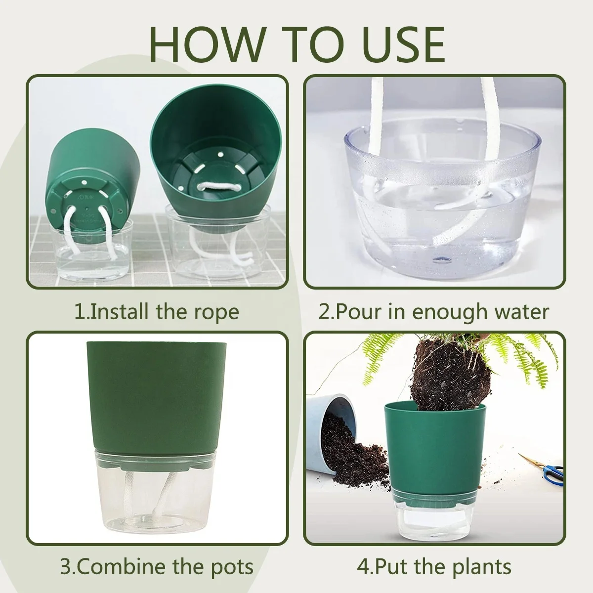 Self Watering Plant Pots Lazy Hydroponic Water Absorbing Flower Pot Succulent Plant Flowerpot Garden Modern Decorative Injection