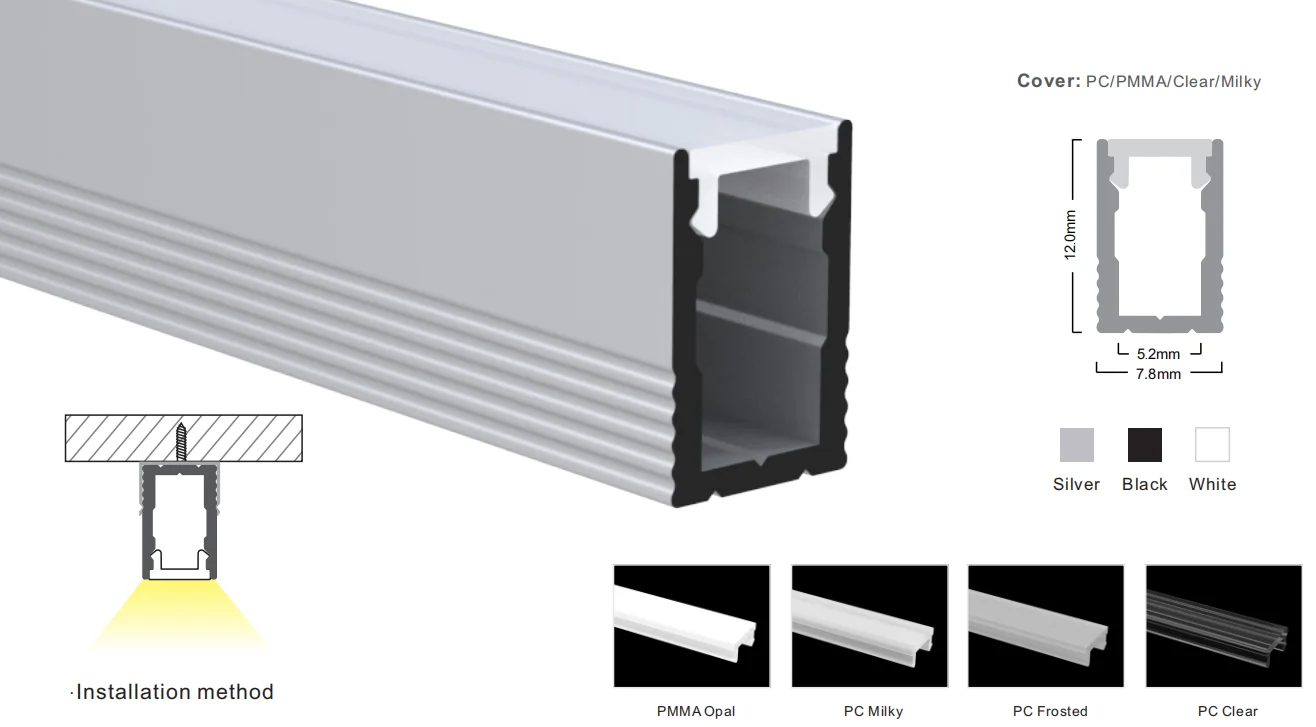 Led Aluminum profile customized for led lighting strip  recessed aluminium profile