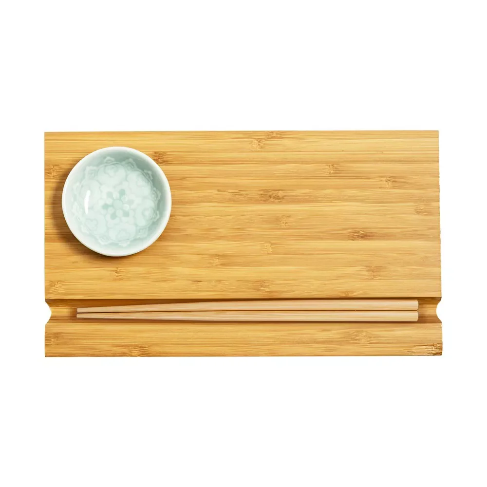 Wooden Sashimi Sushi Bamboo Serving Geta Plates Bamboo Sushi Board Cutting Tray set Japanese Style Tableware