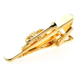 Boutique Gold and Steel Color Trumpet Shape Cuff links Tie Clips Men Unisex Anniversary Engagement Shirt Formal Wear Accessories