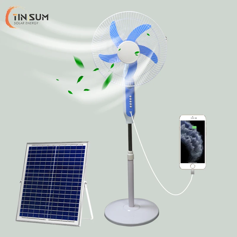 Waterproof vertical fan, multiple charging methods USB output mobile phone charging solar fan