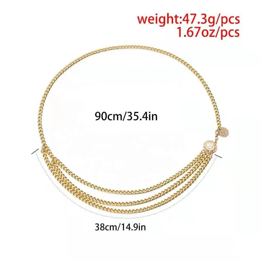 
Sexy Bikini Beach Multilayer Waist Belt Chain Long Tassel Coin Pendant Harness Belly Chains For Women Waistbands Body Jewelry 
