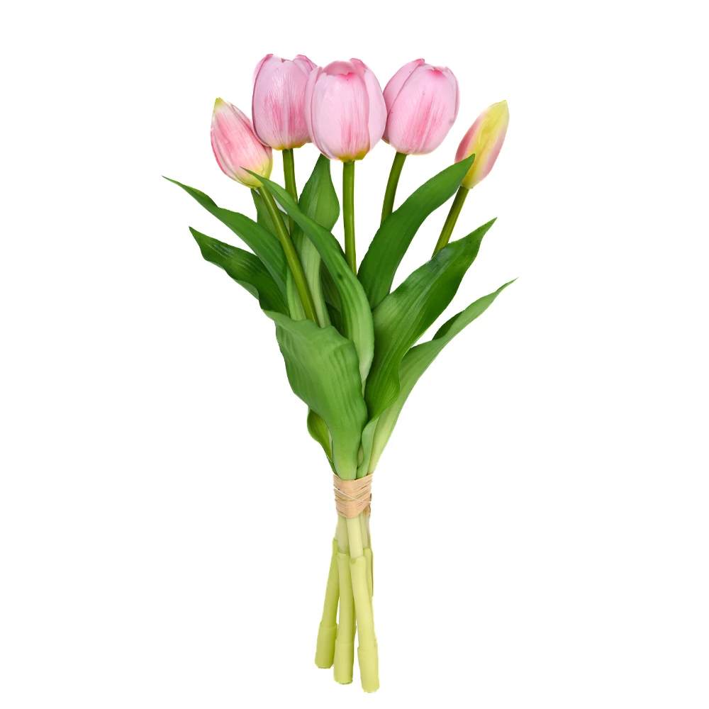 Factory high quality plastic 5 heads bouquet fake tulips artificial flowers silicon tulips real touch