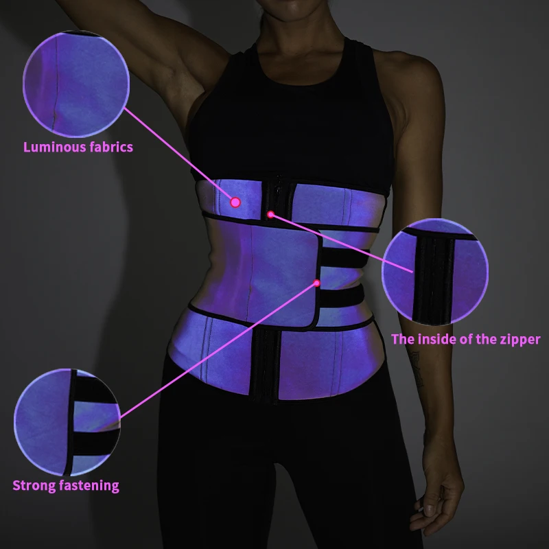 
2021 New Printing Logo Private Label Women Slimming Workout Compression Double Belt Neoprene Waist Trainer 