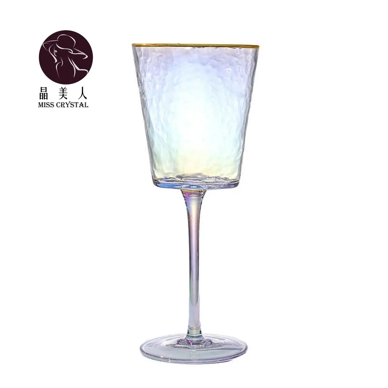 Luxury Hammer Gold Rim Red Wine Glass Cup Crystal Champagne Goblet Tumbler Drinking Set