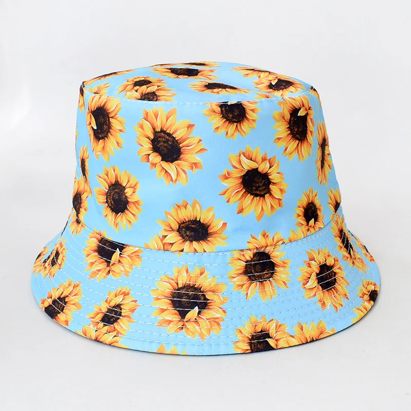 MADESHINE Custom Design Women Men Winter Fisherman Rainbow Reversible Vibrant Sunflower Printed Bucket Hat