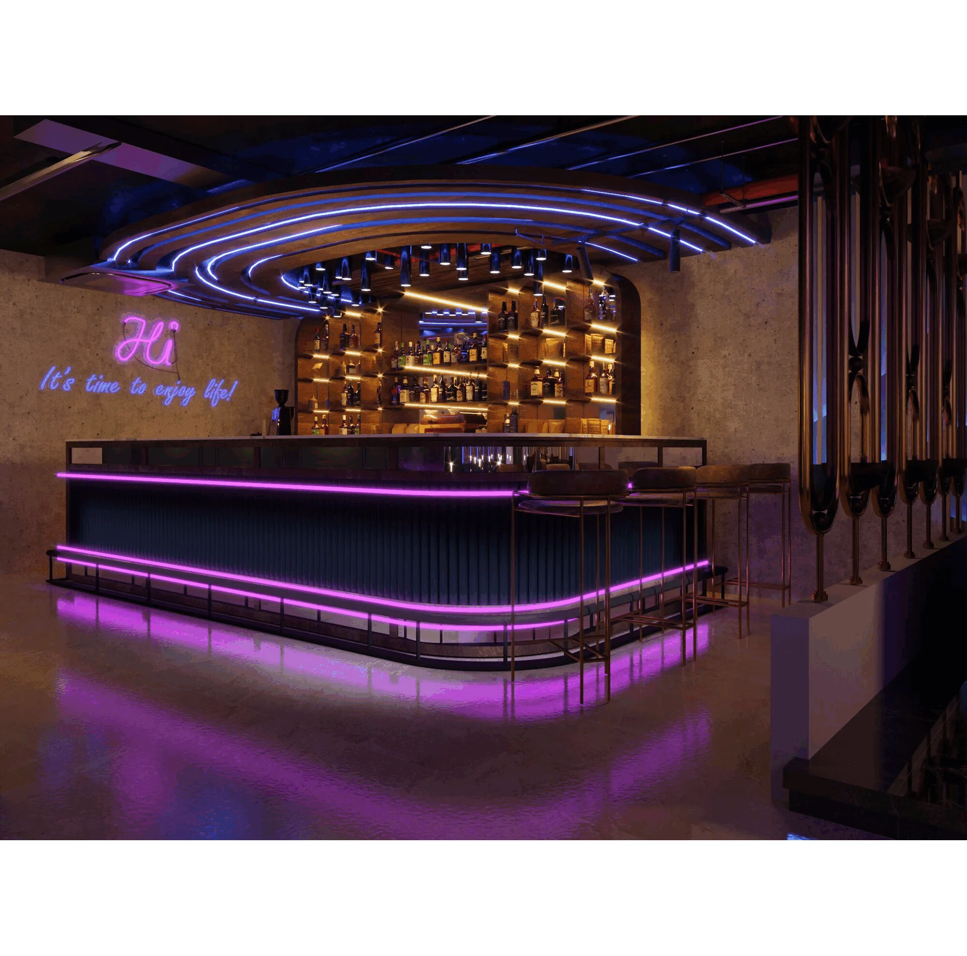 Customized music bar counter dance club design nightclub disco club decor ideas