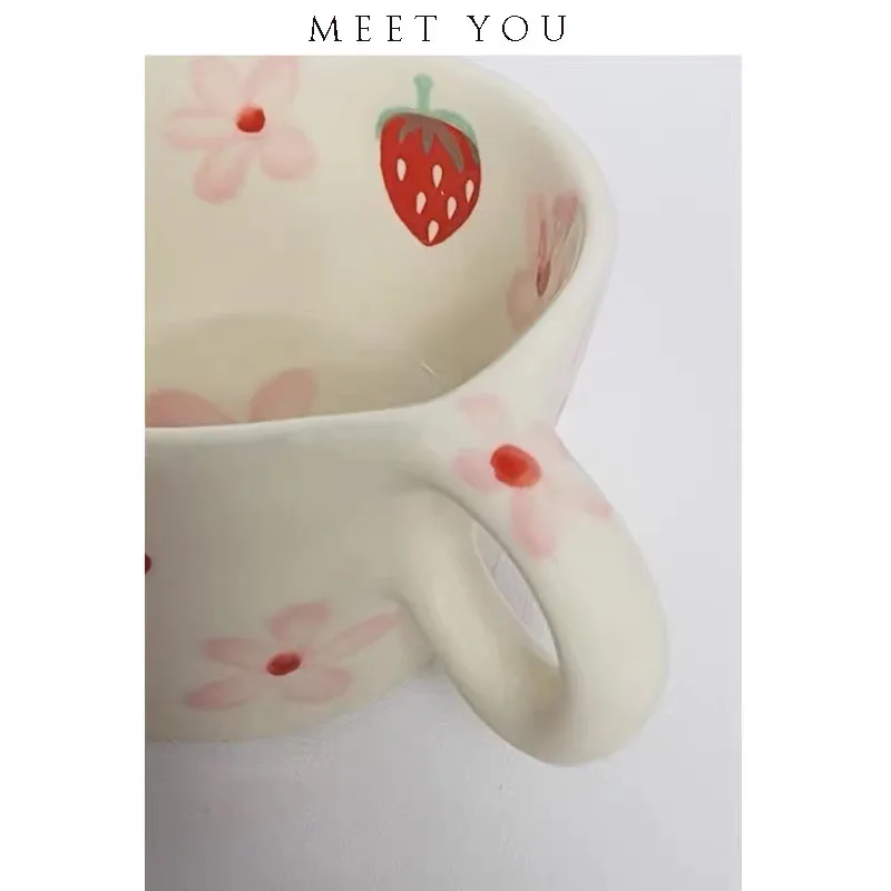 280 мл ручная роспись клубника керамические молочные кружки для