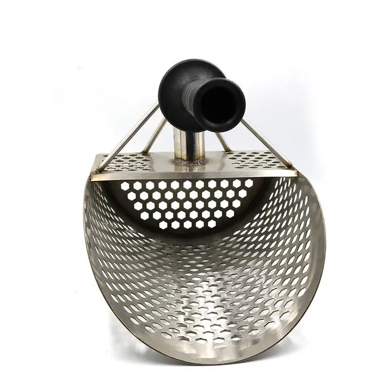 Stainless Steel Handheld Metal Detecting Sand Scoop Camping Shovel With Hexahedron Holes for Gold Sand River Separation