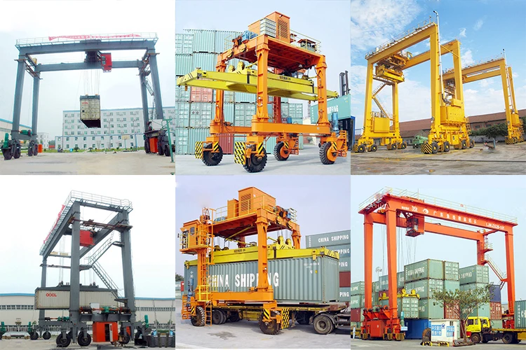 China 35 ton RTG Crane Rubber Tyred Container Gantry Crane 45 ton Straddle Carrier Price