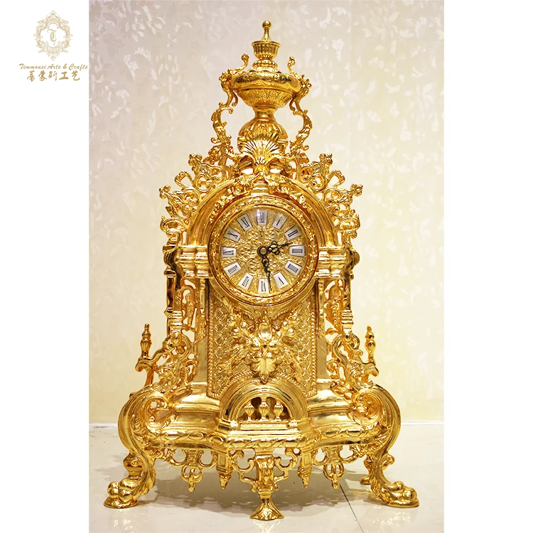 Factory Direct Sales Luxury Golden Desk Clock Hotel Lobby Golden Desk Clock