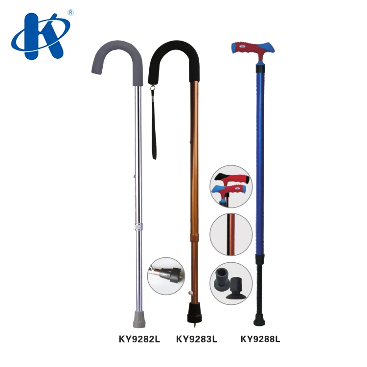 kaiyang KY9288L Adjustable and Lightweight Aluminum Cane Single Point Walking Stick with Rubber Handle and Tip