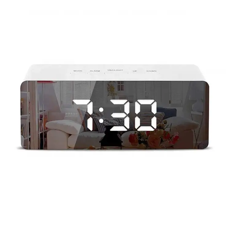 NISEVEN Hot Selling Wholesale Digital Alarm Clock Led Backlight In Stock New Design Mirror Desk Clock Thermometer Display Table