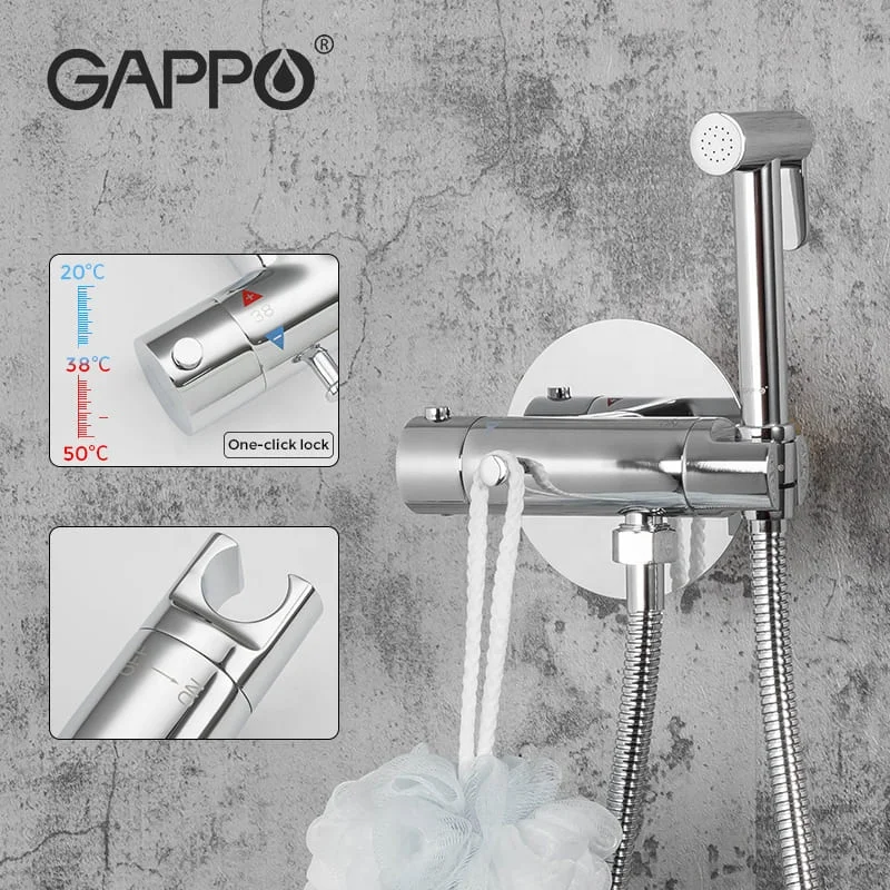 GAPPO Chrome Toilet Bidet Spray Sanitary Ware Health Faucet Thermostatically Adjustable Bidet Shower Faucet
