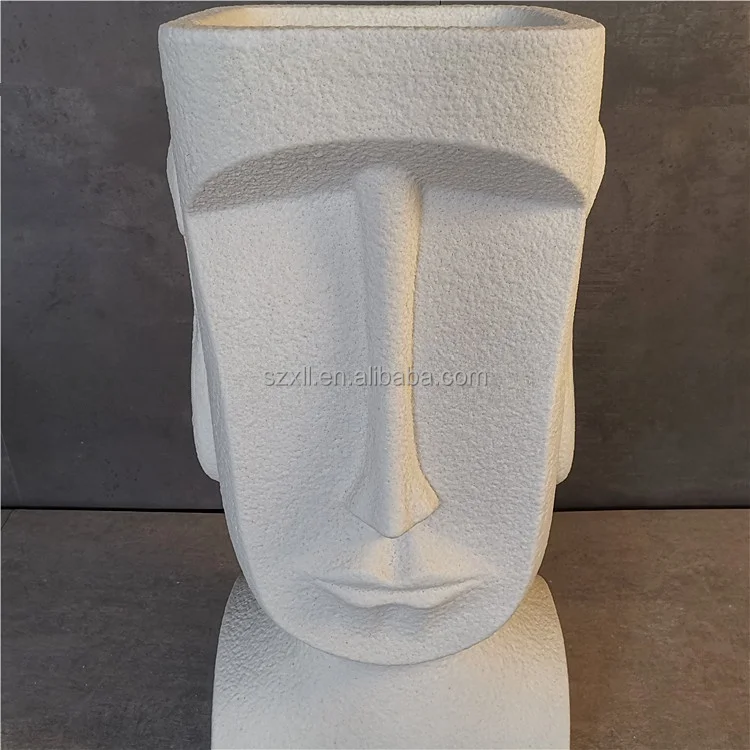 Nordic Creative Abstract Face Sandblasting White Floor Fiberglass Vase Hotel Mall Beauty Salon Floral decoration ornaments