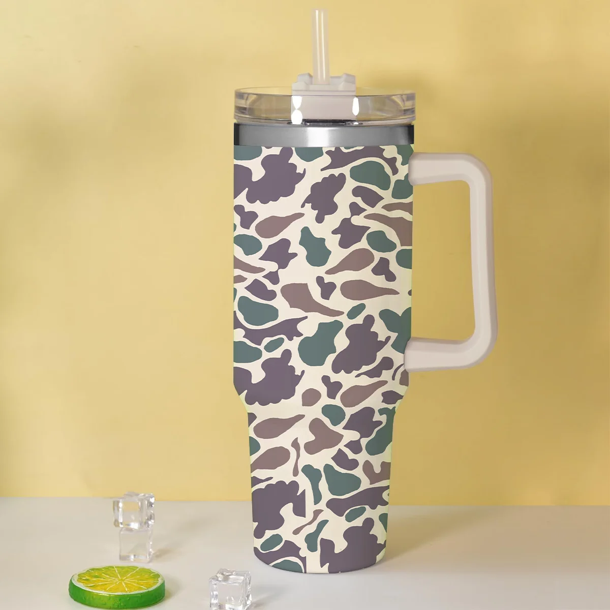 New Stainless Steel 40 OZ Cup Funny Retro Camo Print Tumbler
