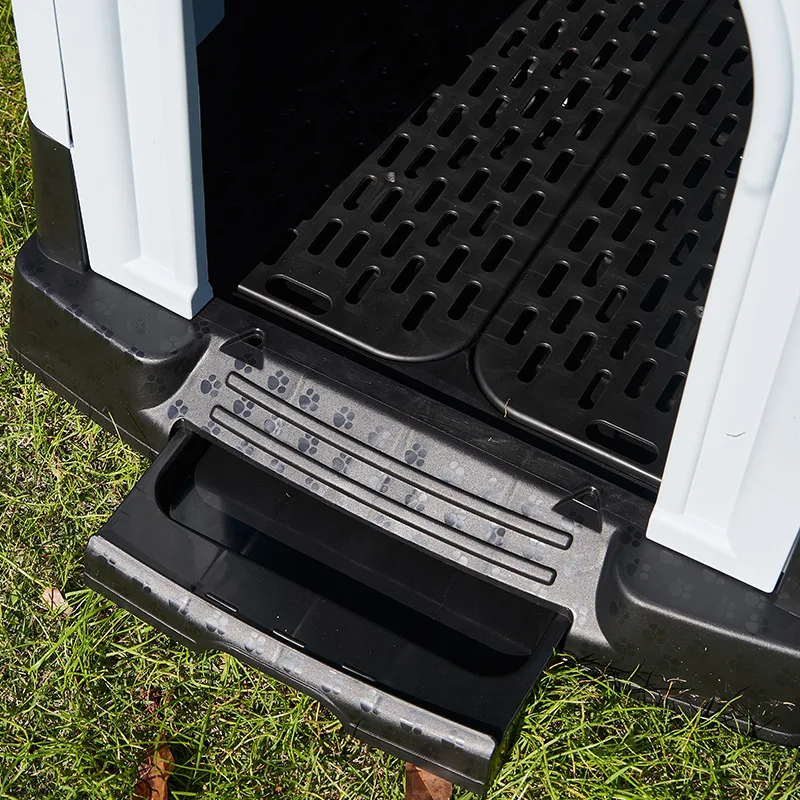 Durable Waterproof Plastic Pet Dog House Indoor Outdoor Puppy Shelter Kennel with Air Vents and Elevated Floor