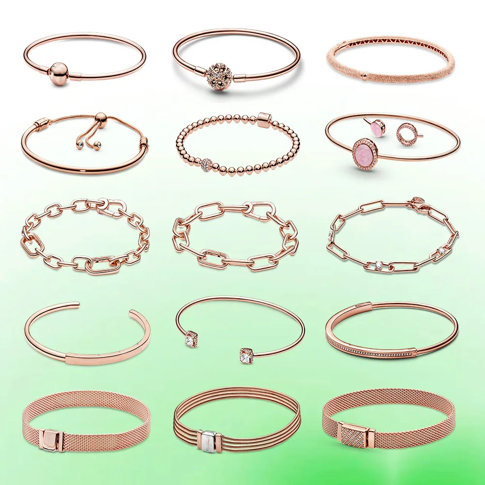 Abalorios de plata de ley 925 de color oro rosa para pulsera, амулеты, амулеты, пара пульсера, Вента Аль Кор мэр