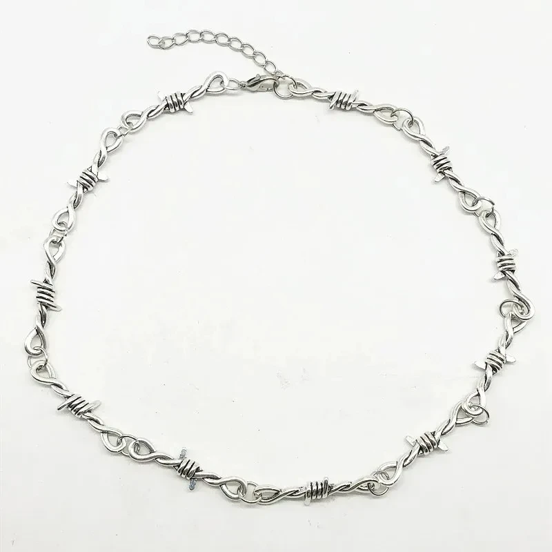 Hifive Hiphop Gothic Small Wire Bramble Necklace Barbed Little Thorns Chain Choker Necklace Throns Barbed Necklace for Women