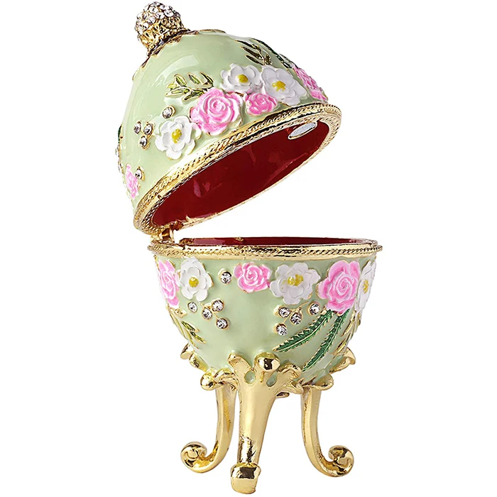 Классическое винтажное яйцо Faberge с яркой эмалью и сверкающими стразами шкатулка для ювелирных изделий